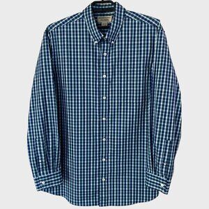 Duluth Trading Co. Wrinklefighter Classic Button-Up Shirt Blue Plaid Men's XLT